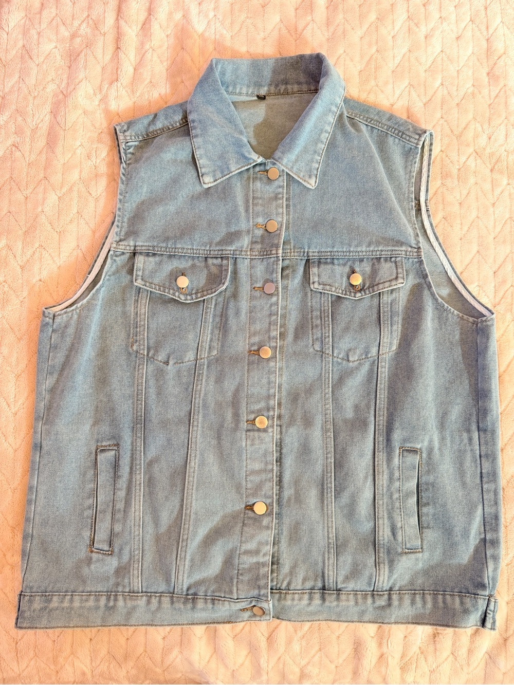 Light Wash Denim Sleeveless Jacket